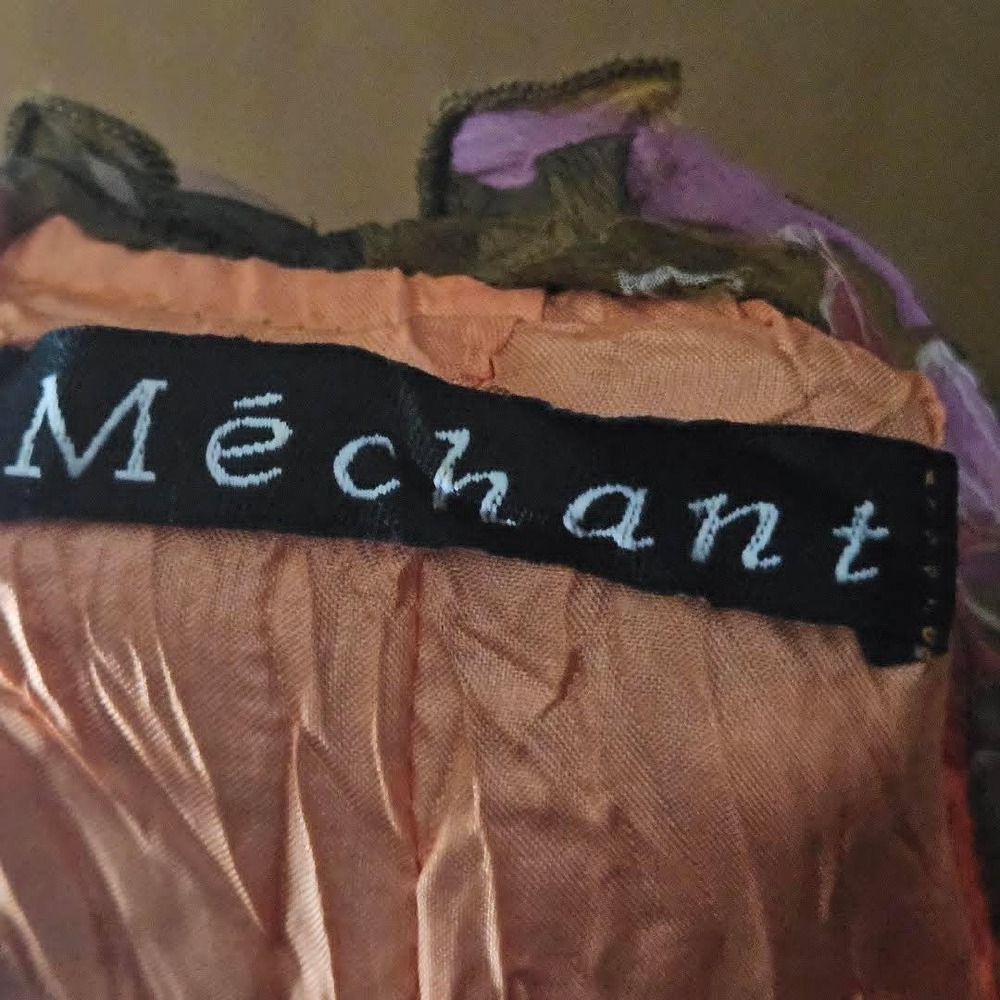 Méchant Silk Floral Chiffon Blouse Sheer Boho Layered Mesh Waist Tie Top - Picture 8 of 8